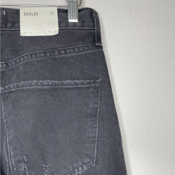 AGOLDE Cherie High-Rise Distressed Pinch-Waist Straight-Leg-Raw Hem. Size: 25 - Picture 4 of 6